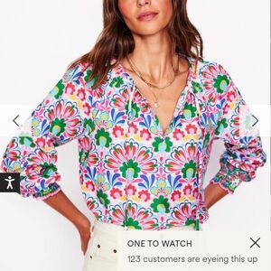 Boden Vibrant Multicolor Floral Blouse